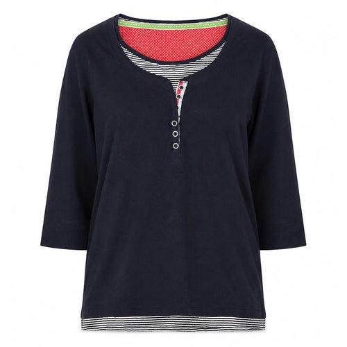 Marks and Spencer Women's Blue Henley T-Shirt Size 12
