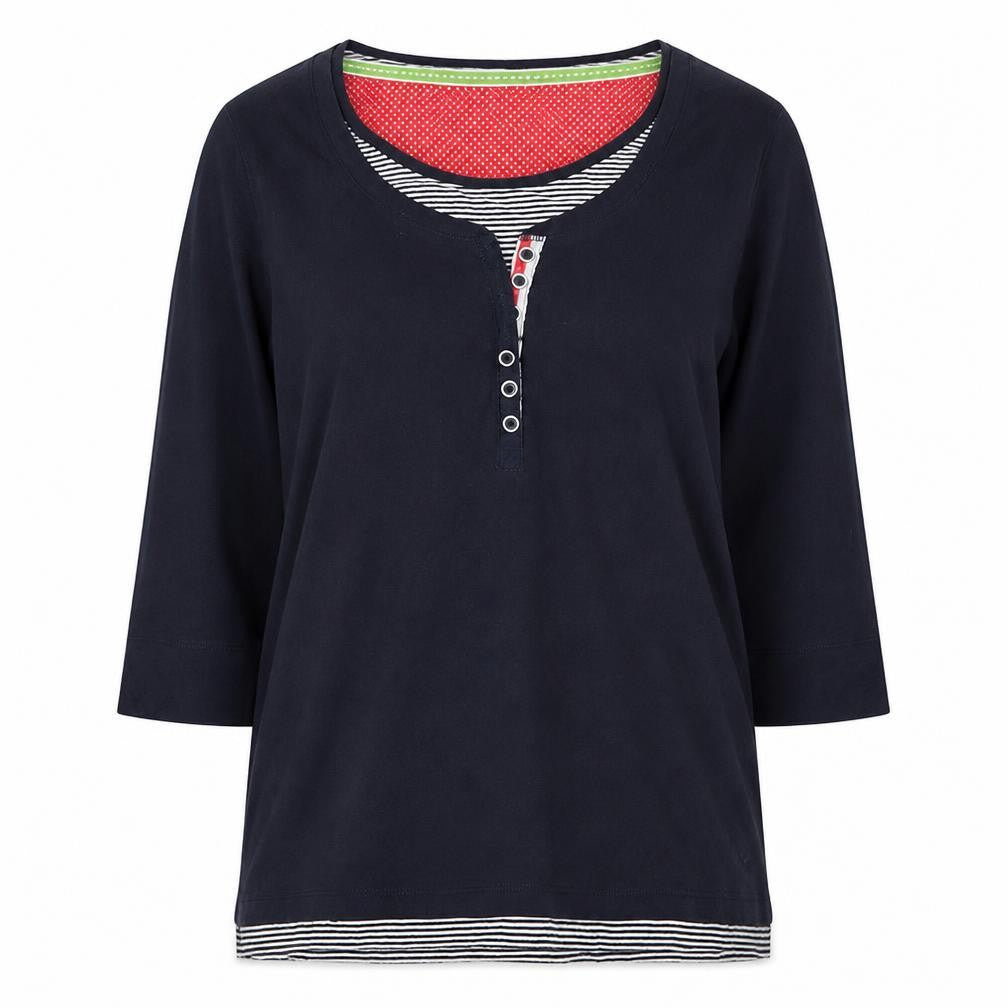 Marks and Spencer Women's Blue Henley T-Shirt Size 12