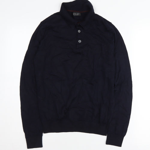 Zara Men's Black S Collared Henley Jumper