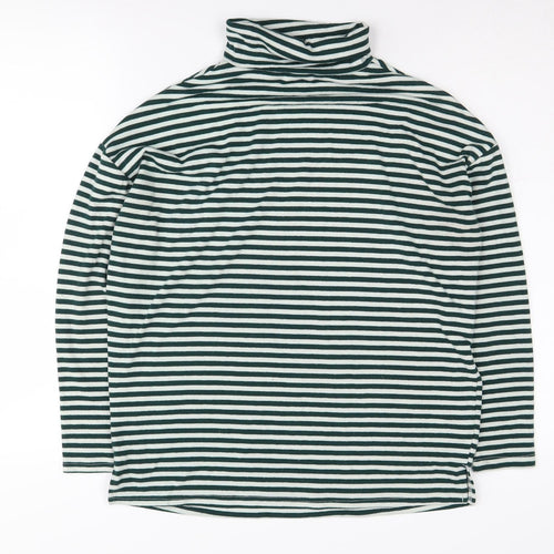 New Look Women's Green Striped Roll Neck Jumper Size 10