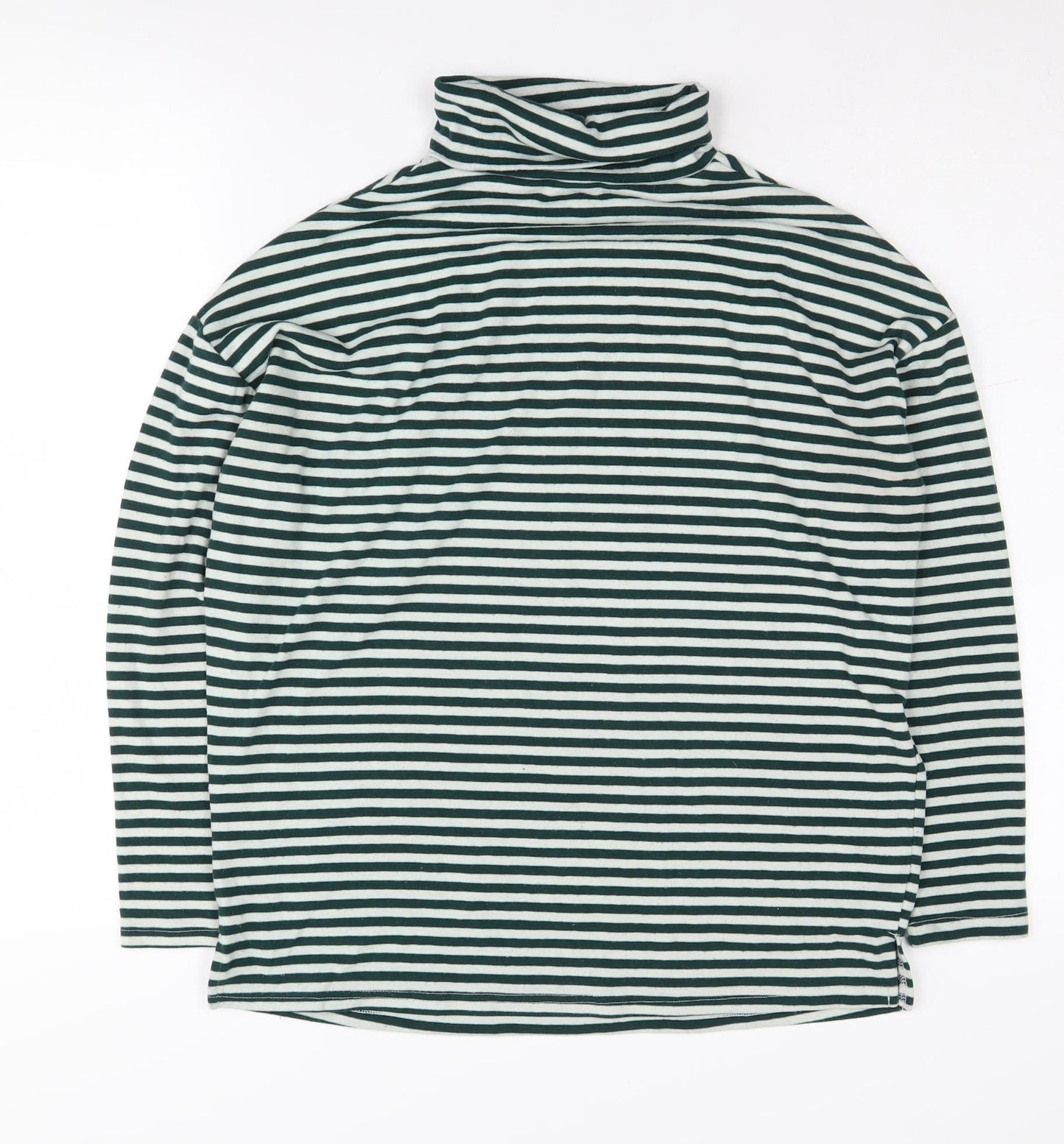 New Look Women's Green Striped Roll Neck Jumper Size 10