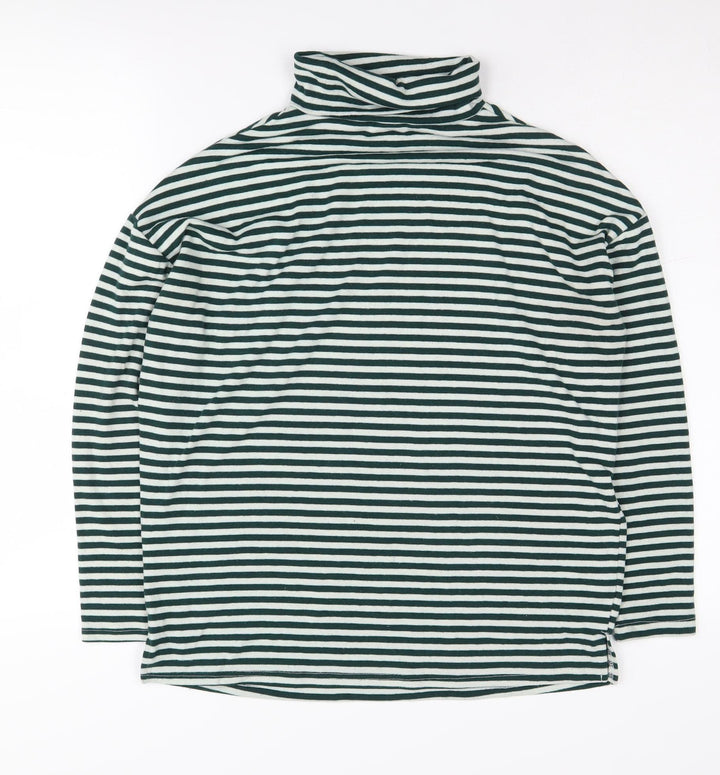 New Look Women's Green Striped Roll Neck Jumper Size 10
