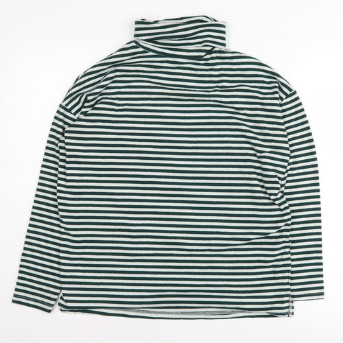 New Look Women's Green Striped Roll Neck Jumper Size 10