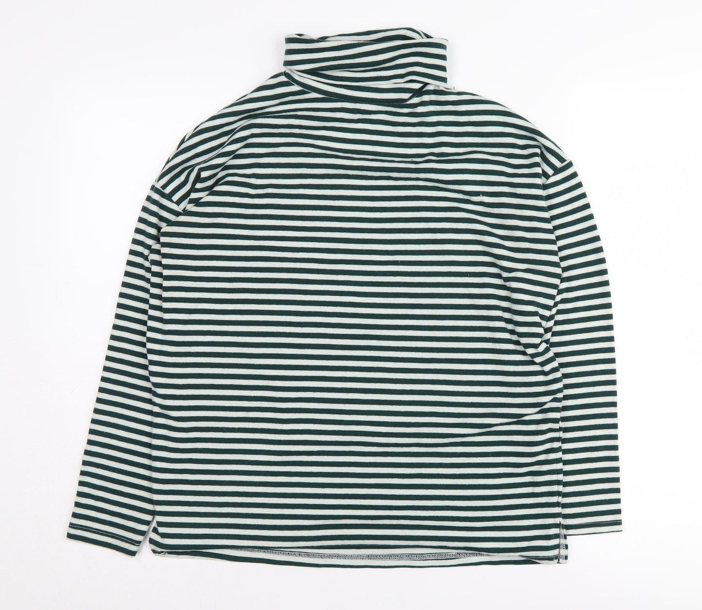 New Look Women's Green Striped Roll Neck Jumper Size 10