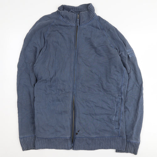 Marks and Spencer Men's Blue Bomber Jacket, Size L, Zip-Up