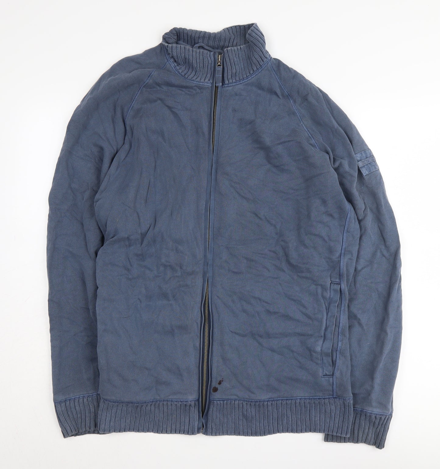 Marks and Spencer Men's Blue Bomber Jacket, Size L, Zip-Up