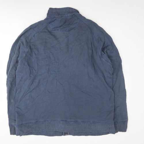 Marks and Spencer Men's Blue Bomber Jacket, Size L, Zip-Up