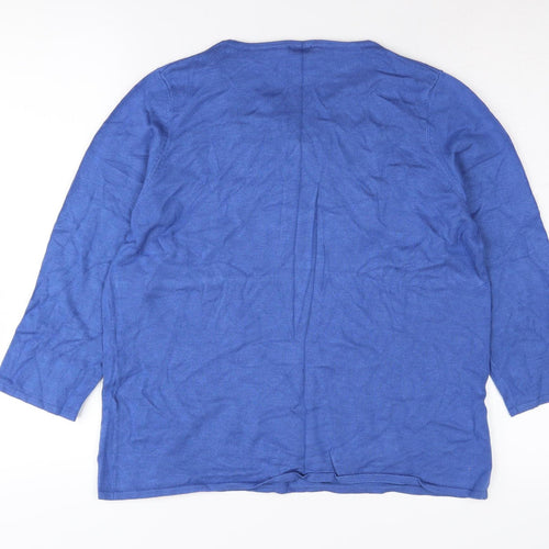 Eastex Women's Blue 3/4 Sleeve V-Neck Jumper Size 14