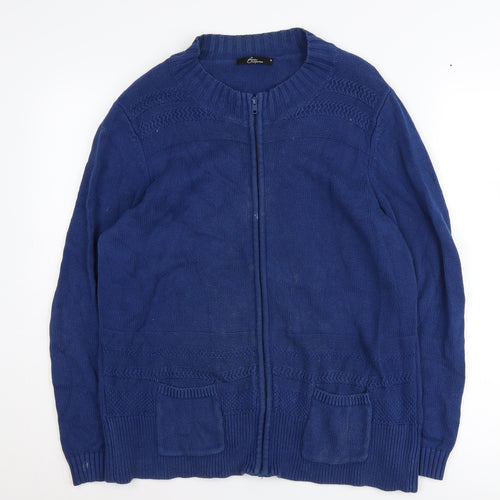 Bm Collection Women's Blue Full Zip Cardigan M