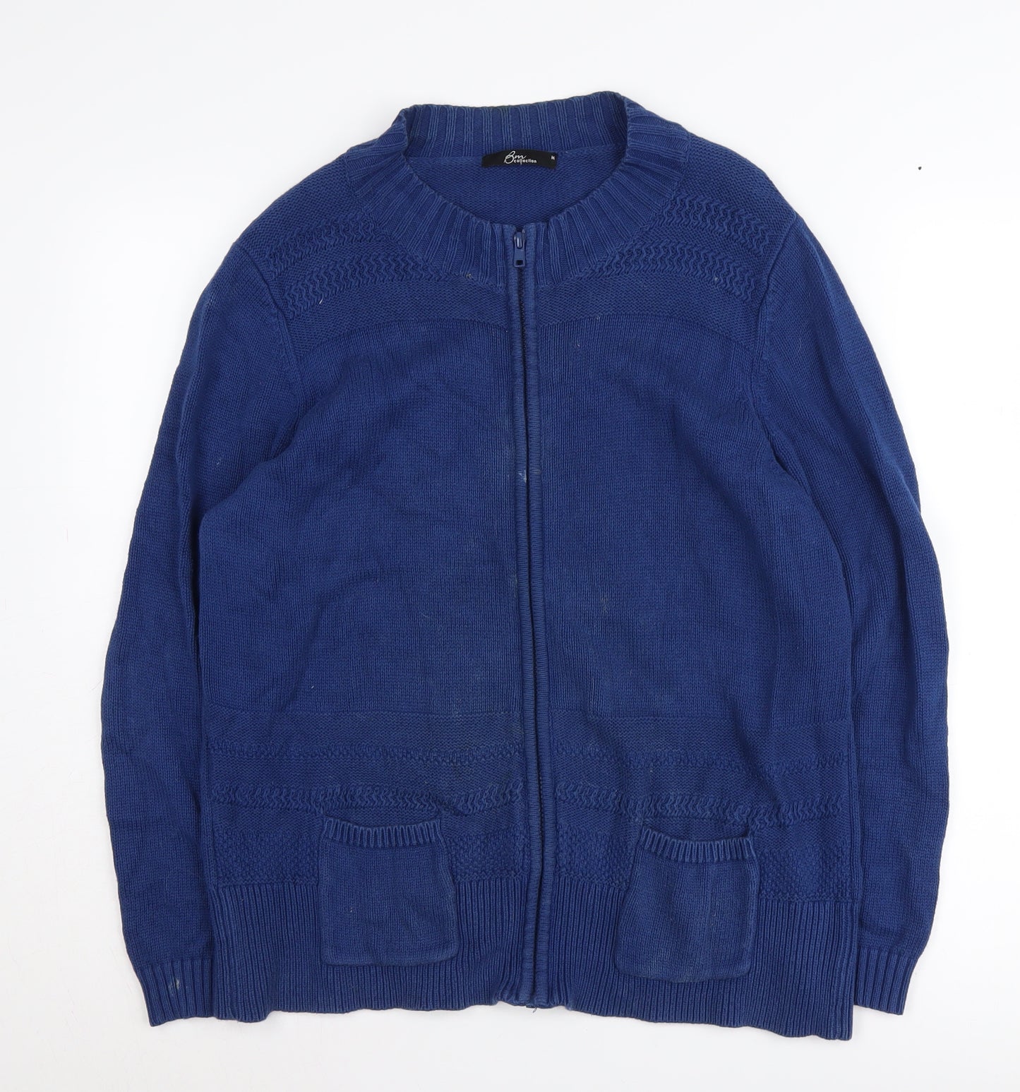 Bm Collection Women's Blue Full Zip Cardigan M