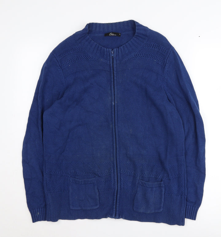 Bm Collection Women's Blue Full Zip Cardigan M