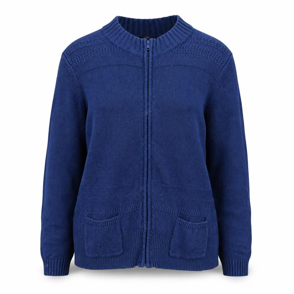 Front view of Bonmarché Women's Blue Full Zip Cardigan M