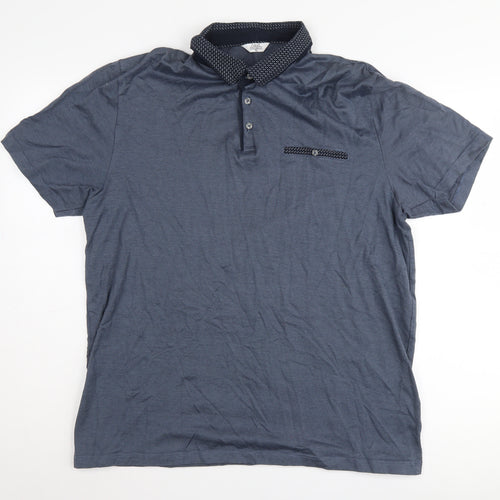 Next Men Blue Polo Shirt XL Regular Fit Casual