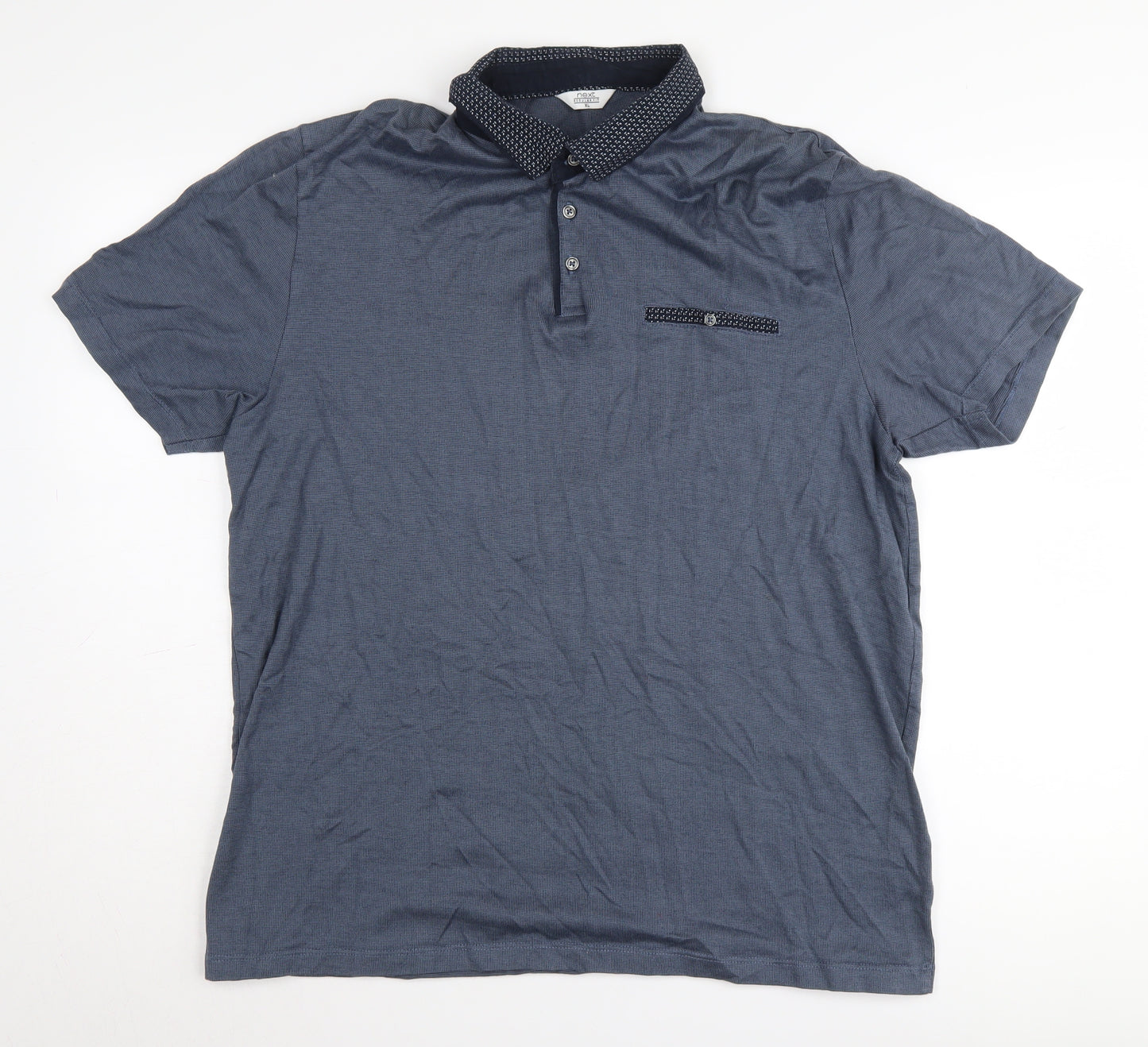 Next Men Blue Polo Shirt XL Regular Fit Casual