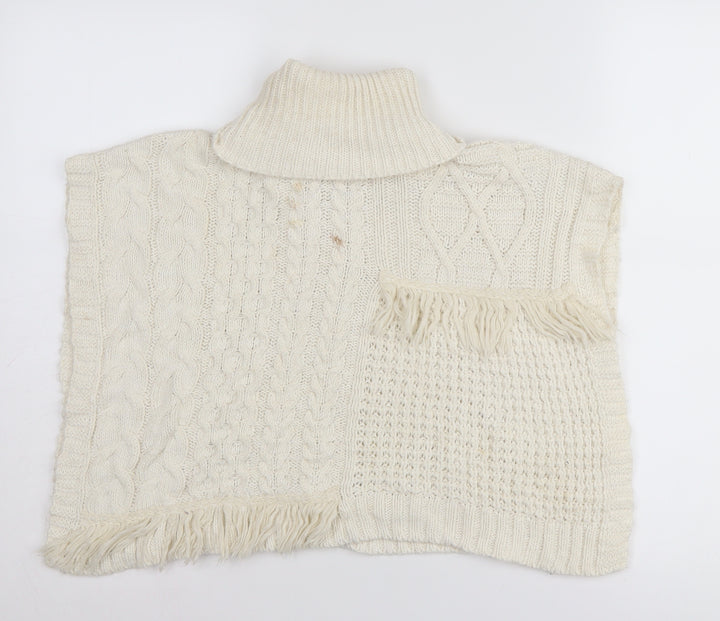 Next Girls Ivory Cape Jumper 3-4 Years Acrylic Cotton