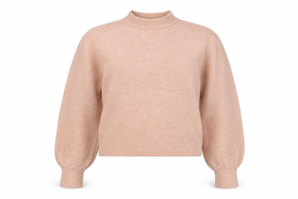 Front view of ASOS Design Women’s Pink Mock Neck jumper, size UK 10