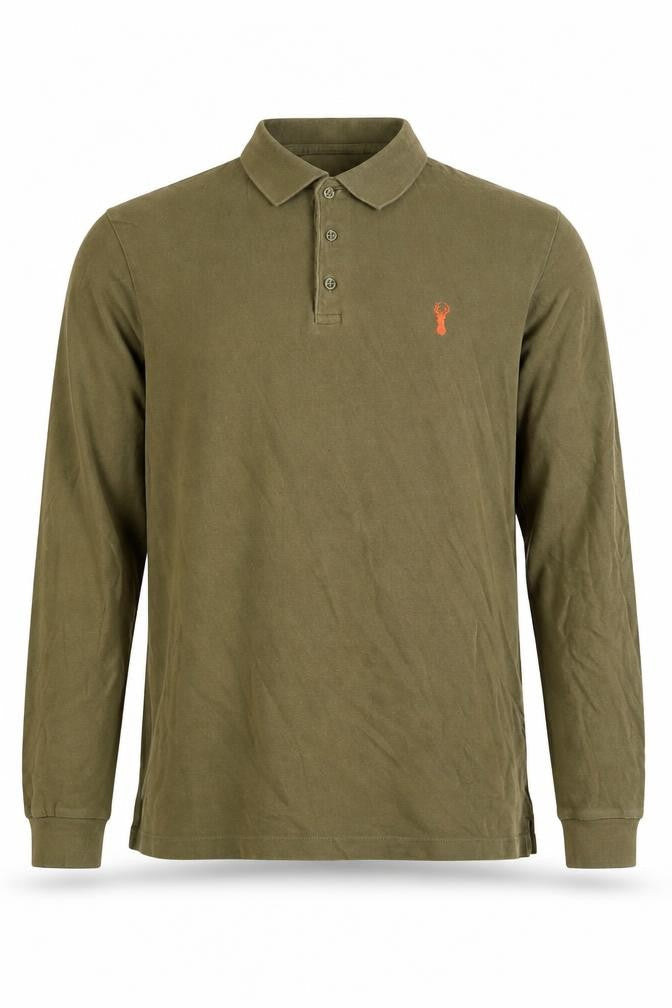 Front view of Next Men's Green Long Sleeve Polo Shirt -, size S