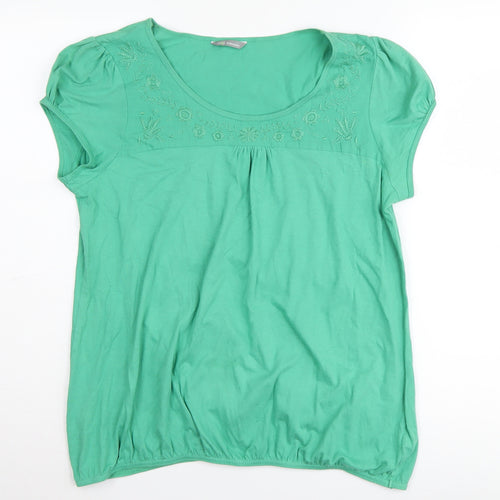 Marks and Spencer Women's Green T-Shirt, Size 14, Embroidered
