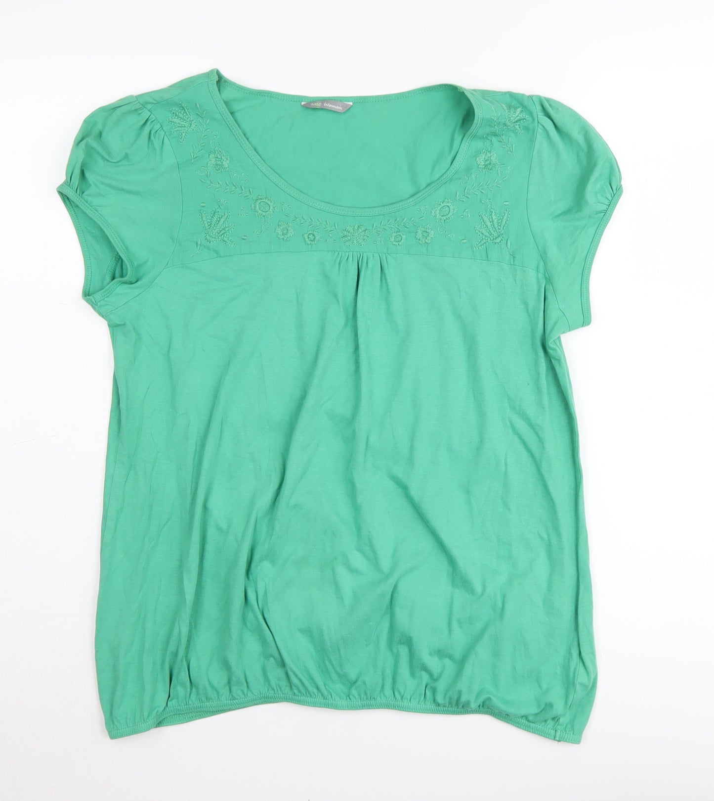 Marks and Spencer Women's Green T-Shirt, Size 14, Embroidered