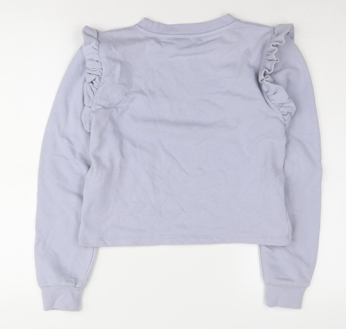 Zara Women's Blue Pullover Sweatshirt, S, Ruffle Accents