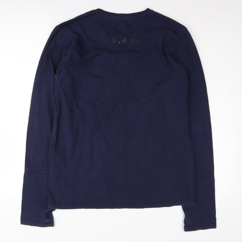 Mitch & Co Unisex Blue V-Neck Long Sleeve T-Shirt