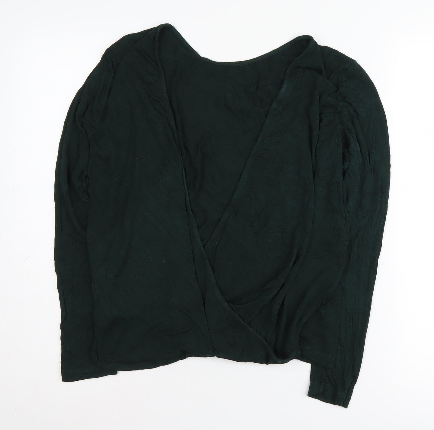 Only Women's Green Wrap Jumper Medium V-Neck, Long Sleeve