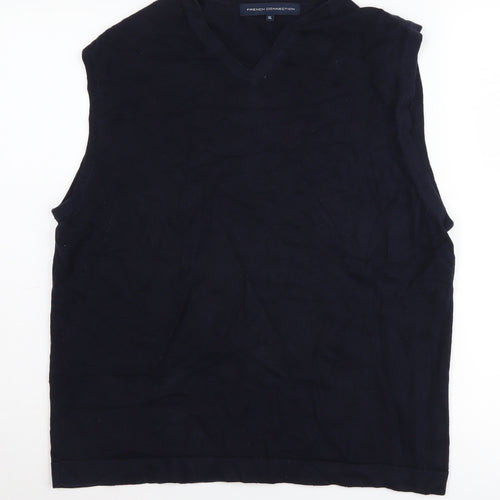 French Connection Men's Black XL Vest Casual Cotton