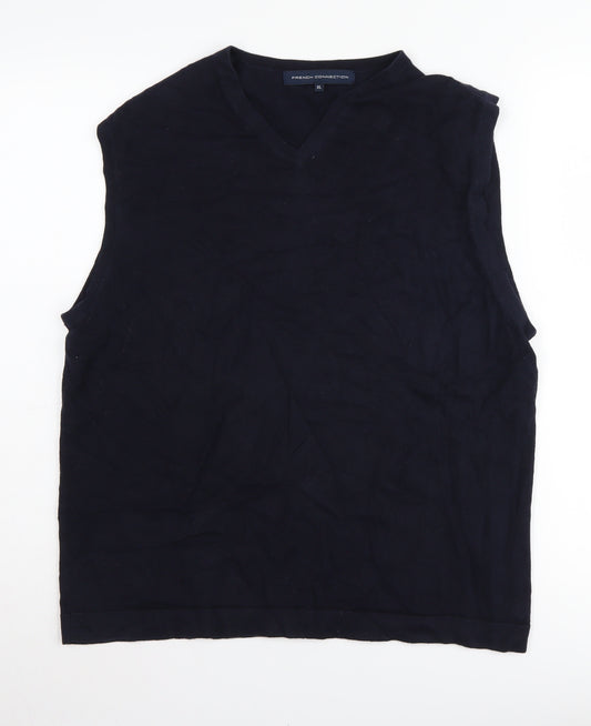 French Connection Men's Black XL Vest Casual Cotton