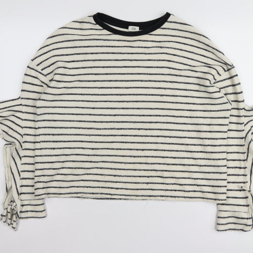 River Island Women's Ivory Striped Pullover Jumper M