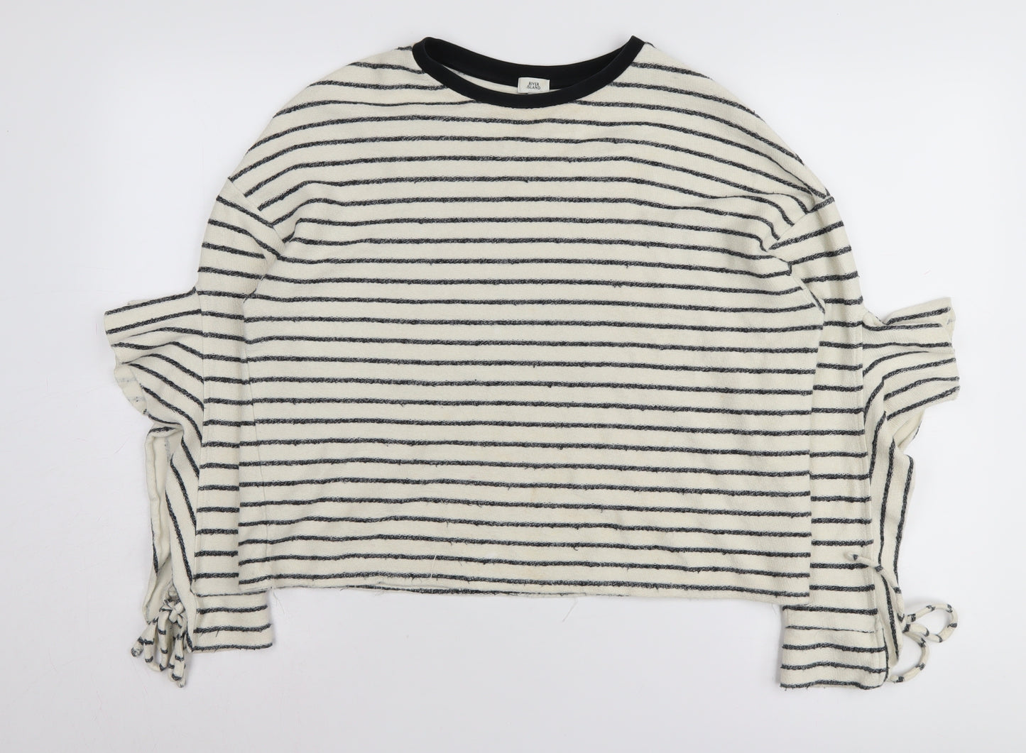 River Island Women's Ivory Striped Pullover Jumper M