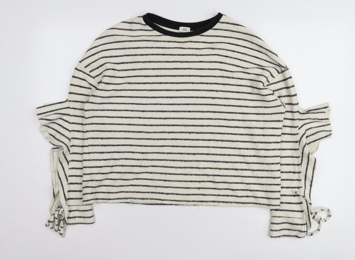 River Island Women's Ivory Striped Pullover Jumper M