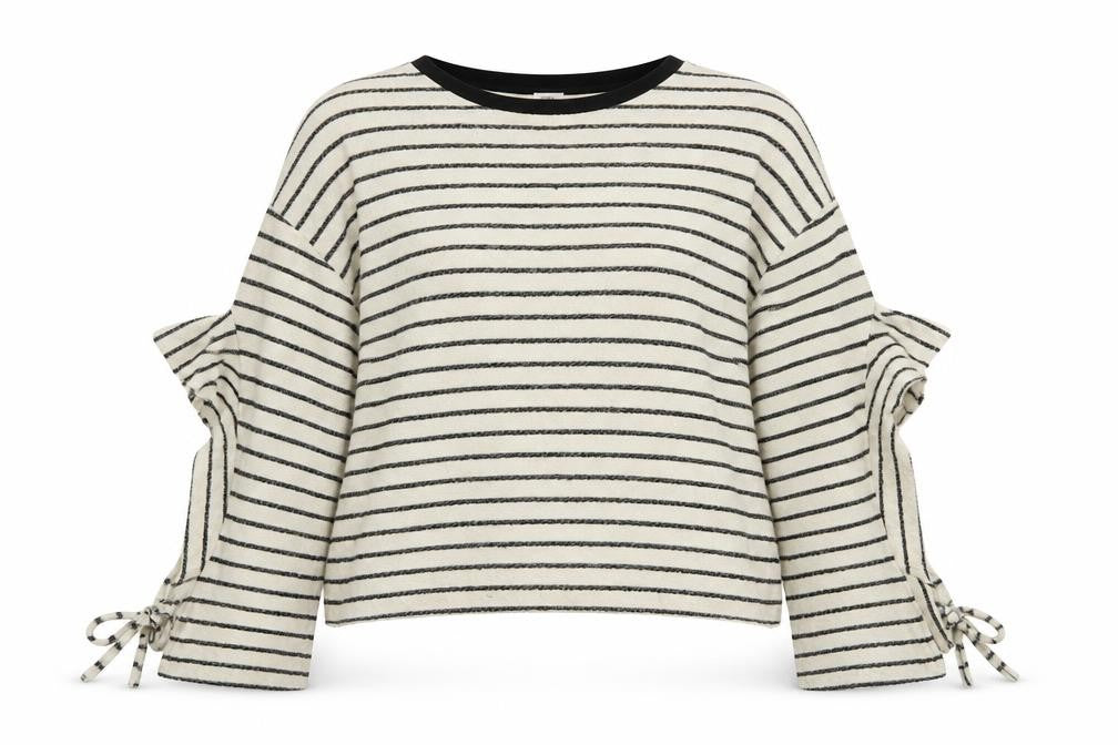 Front view of River Island Women's Ivory Striped jumper M