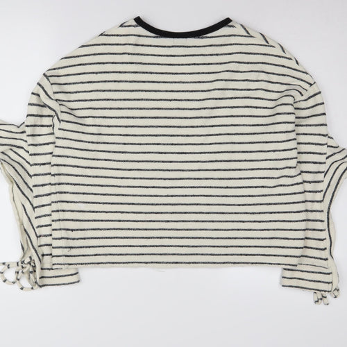 River Island Women's Ivory Striped Pullover Jumper M