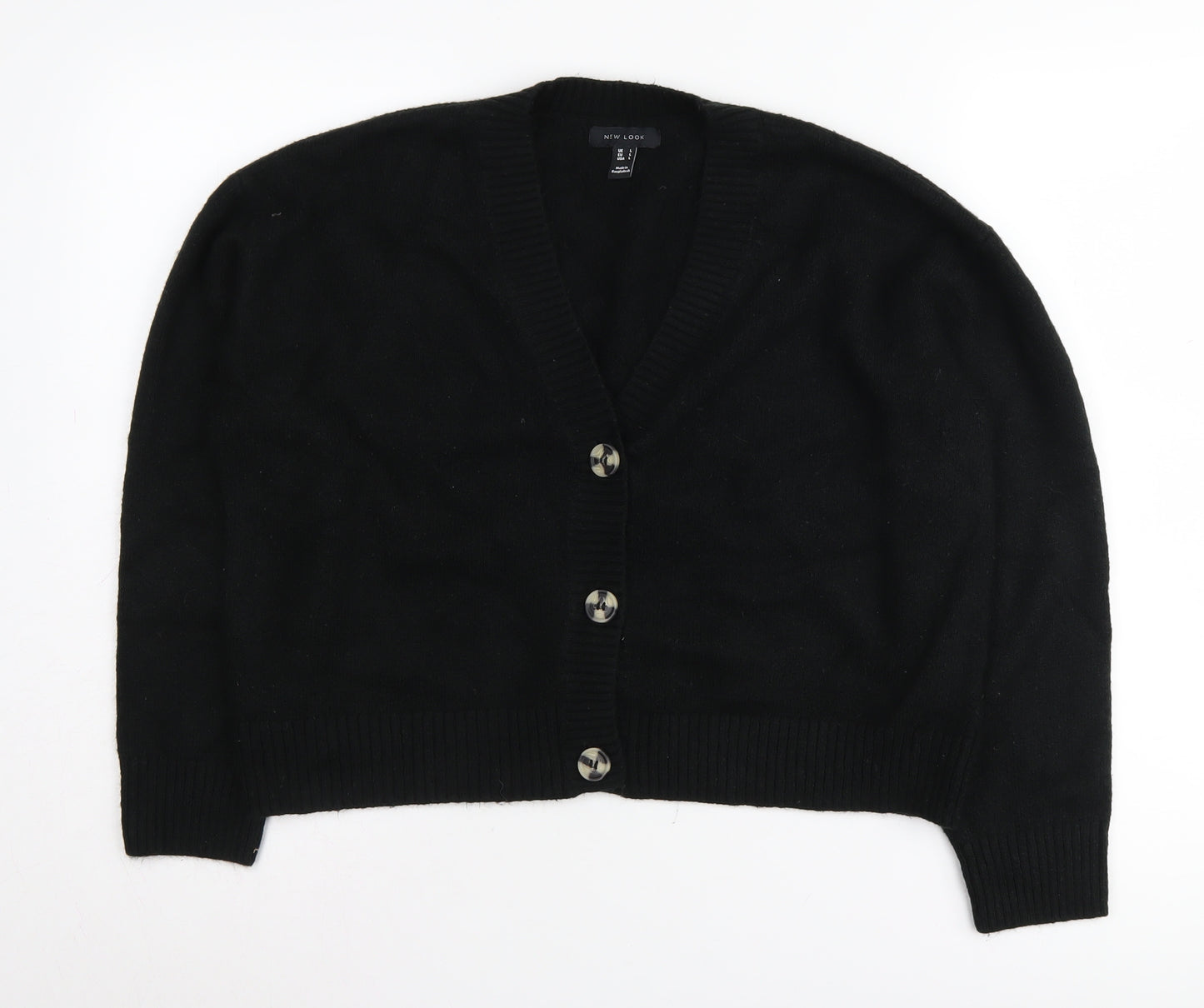 New Look Women's Black Cardigan - Large, Lightweight V-Neck