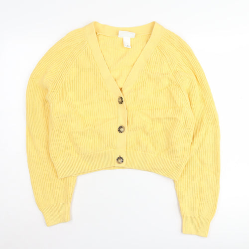 Monki Women's Yellow Cardigan, M, V-Neck, Lightweight
