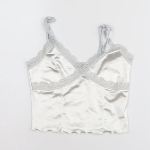 H&M Women Ivory Camisole Top XXS Satin Lace