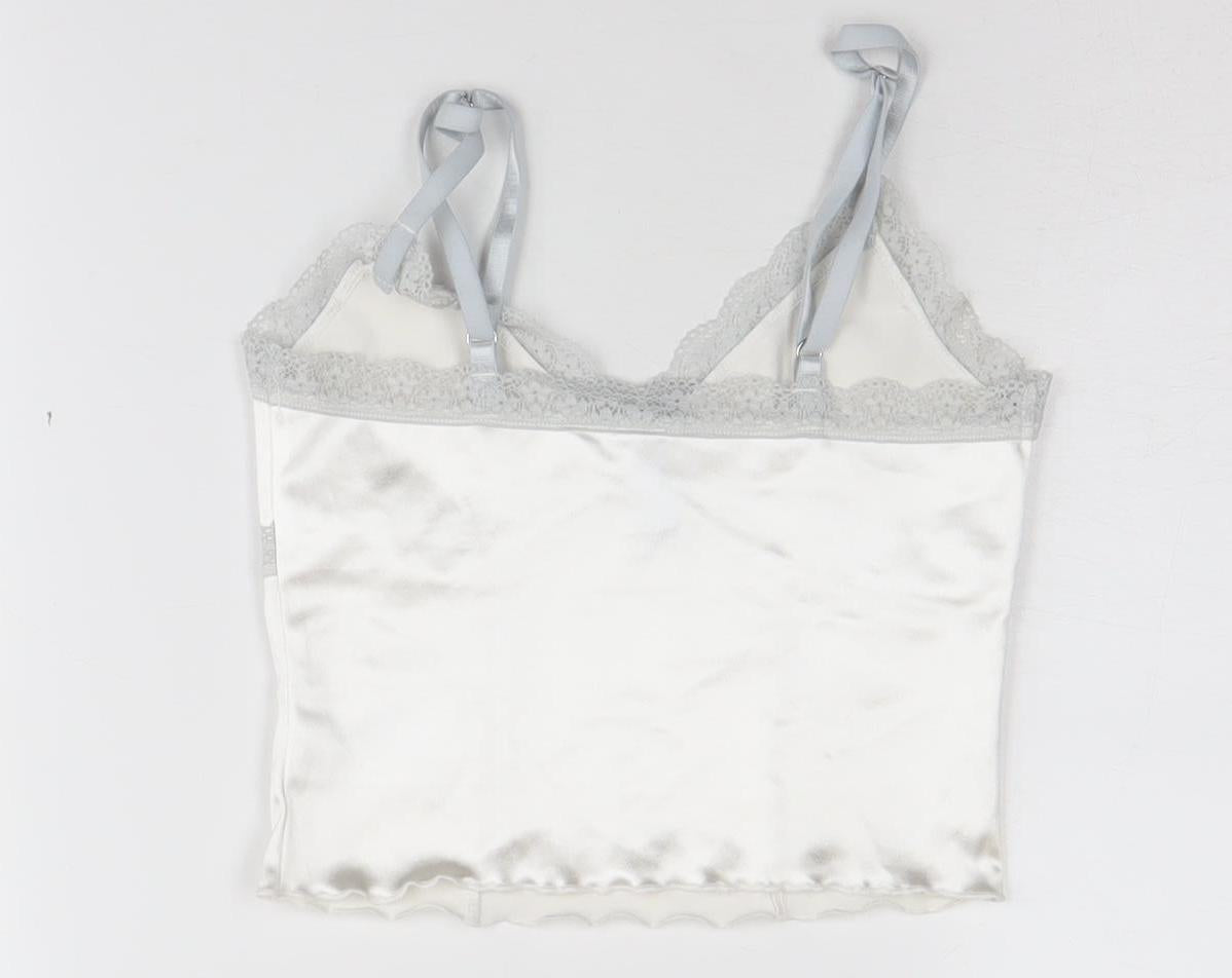 H&M Women Ivory Camisole Top XXS Satin Lace
