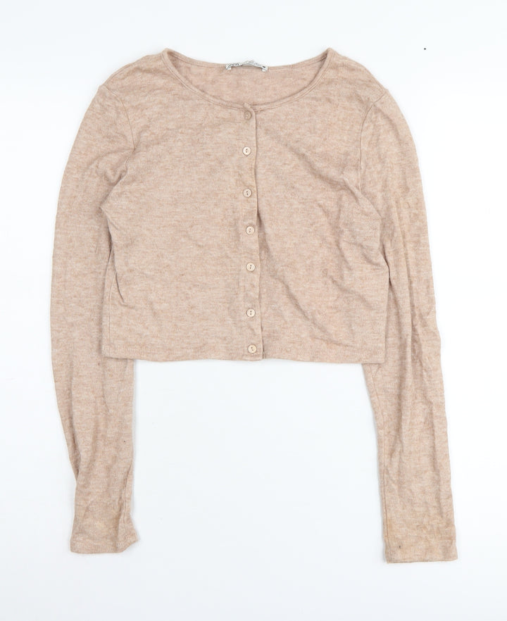 Zara Women's Beige M Cardigan Button Jumper