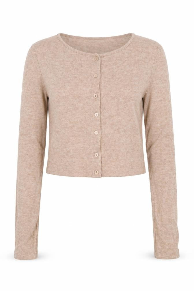 Front view of Zara Women's Beige M Cardigan Button Jumper