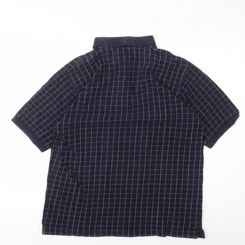 Maine New England Men's Blue Check Polo Shirt L
