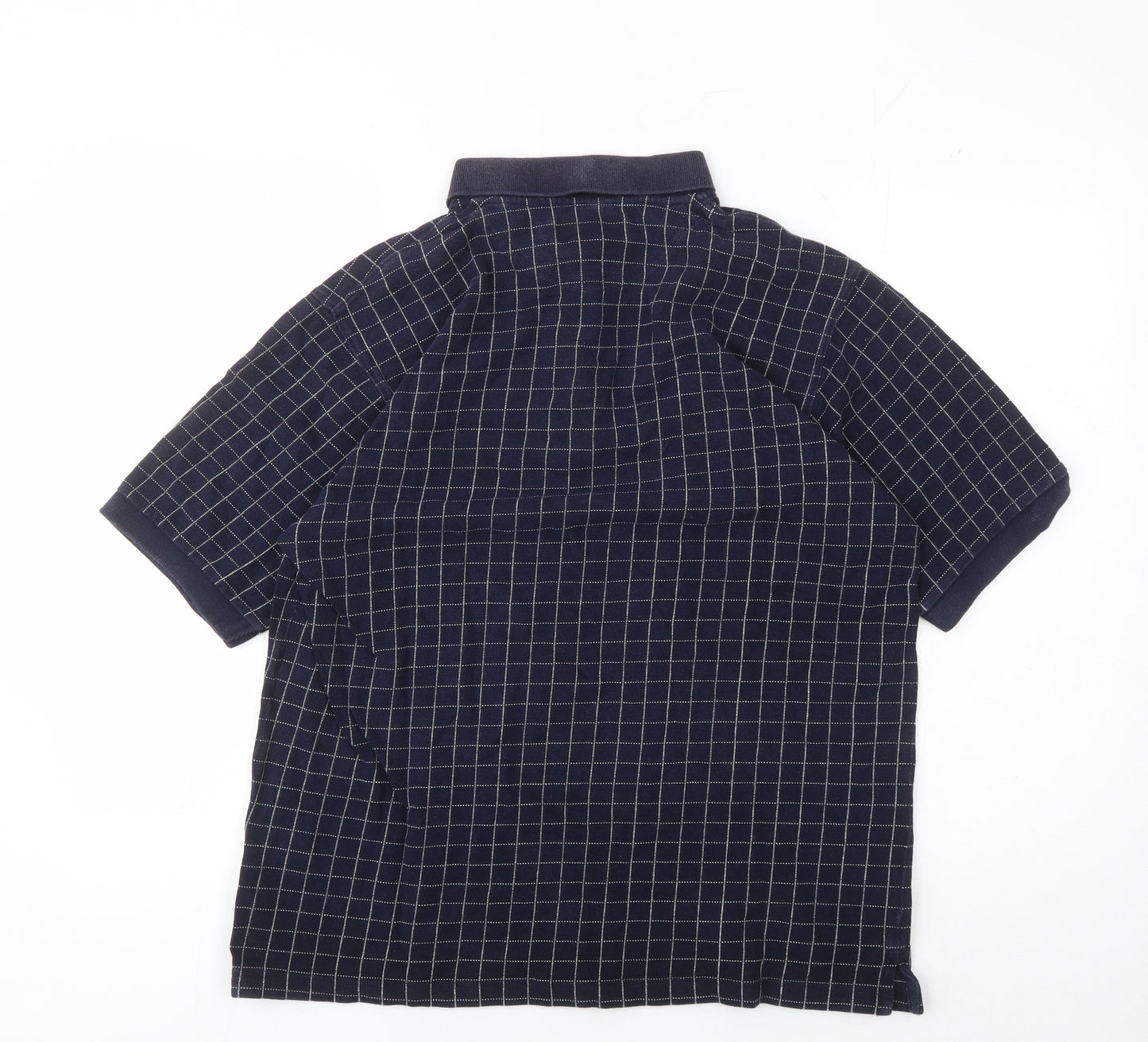 Maine New England Men's Blue Check Polo Shirt L