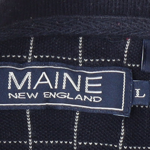 Maine New England Men's Blue Check Polo Shirt L