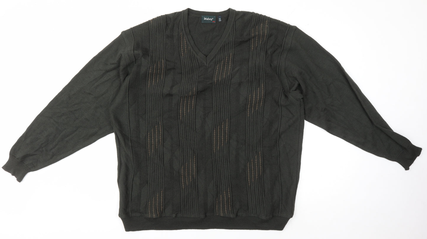 Wolsey Men's Green V-Neck Pullover Jumper 2XL