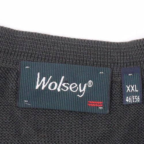 Wolsey Men's Green V-Neck Pullover Jumper 2XL