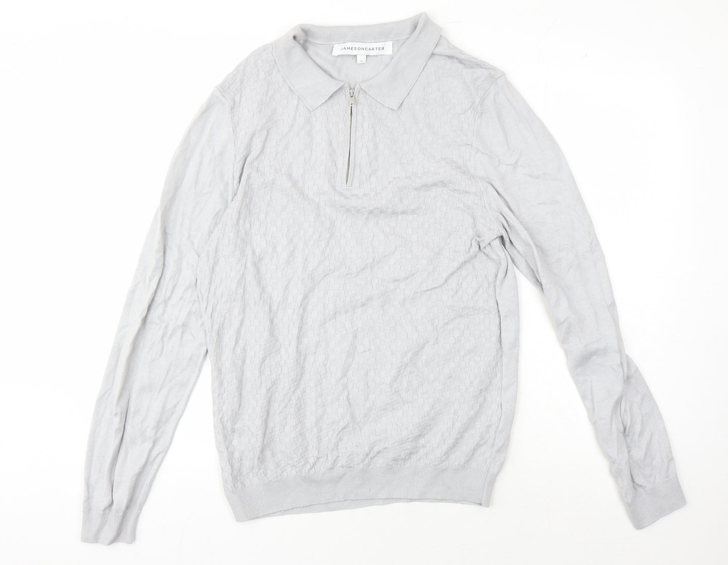 Jameson Carter Men's Grey Full Zip Jumper L