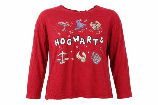 Front view of Harry Potter Teens Red Graphic Long Sleeve Top, size 12-14