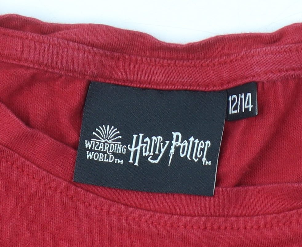 Harry Potter Teens Red Graphic Long Sleeve Top Size 12-14