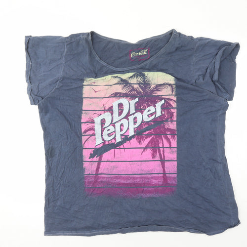 Coca Cola Women's Blue T-Shirt Size 24 Retro Graphic
