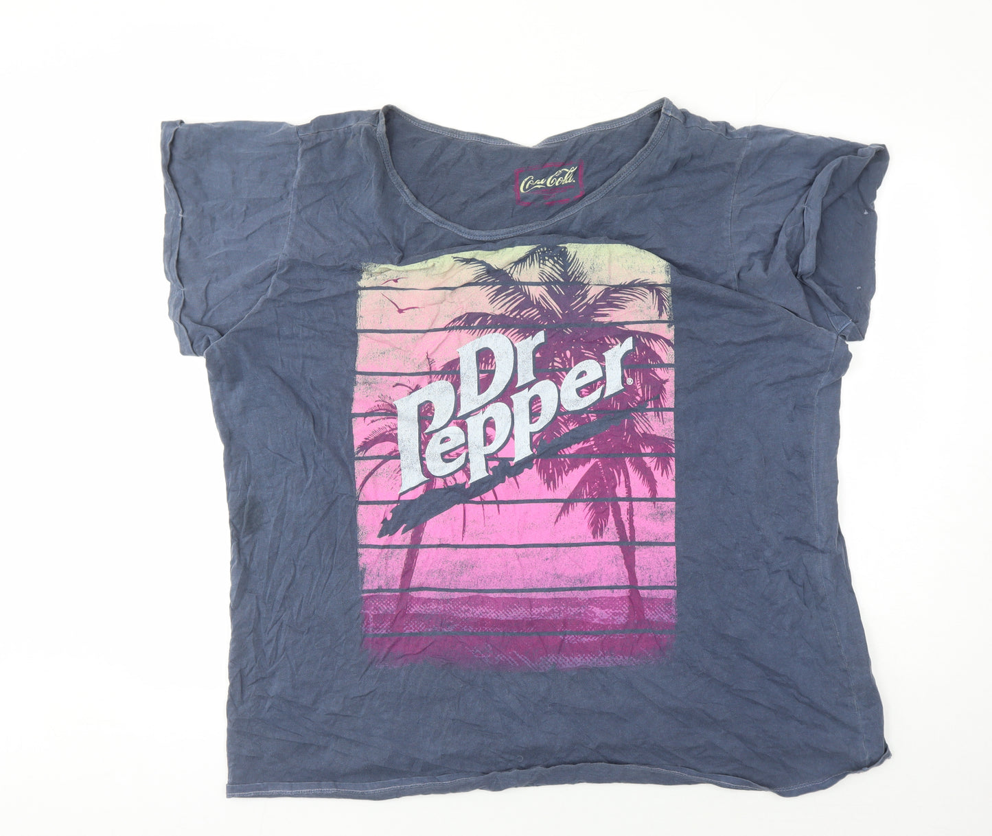 Coca Cola Women's Blue T-Shirt Size 24 Retro Graphic
