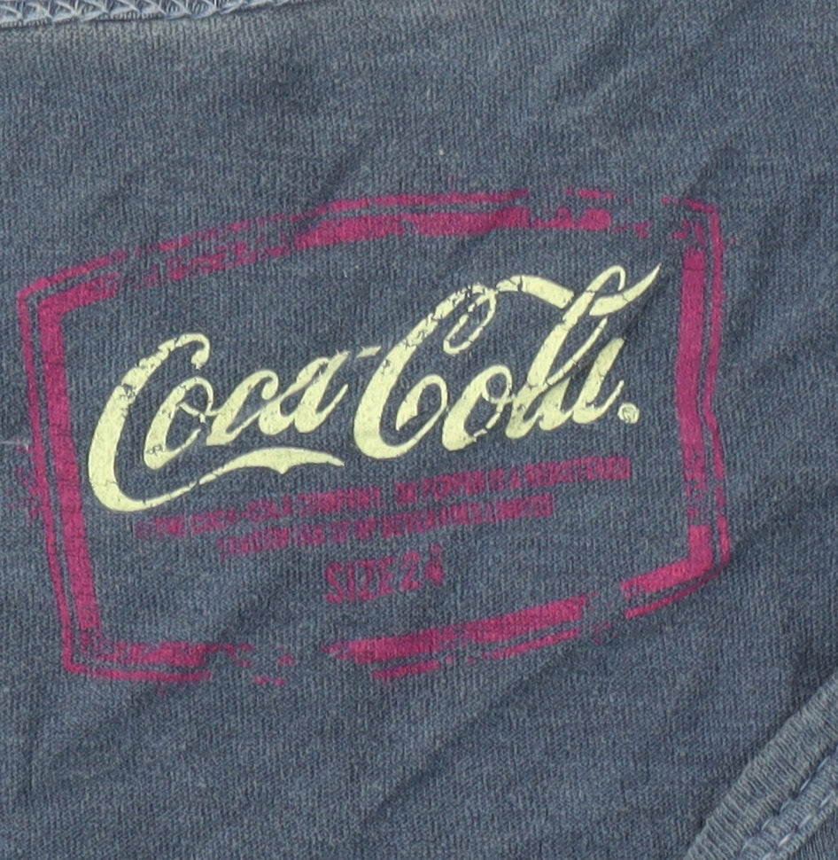 Coca Cola Women's Blue T-Shirt Size 24 Retro Graphic